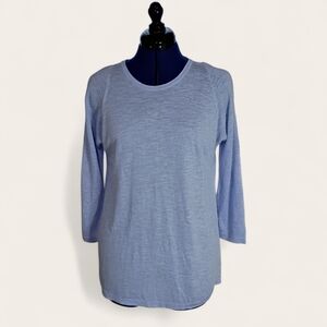 J. Jill Pale Blue Linen Top with Split Sleeves Size Medium